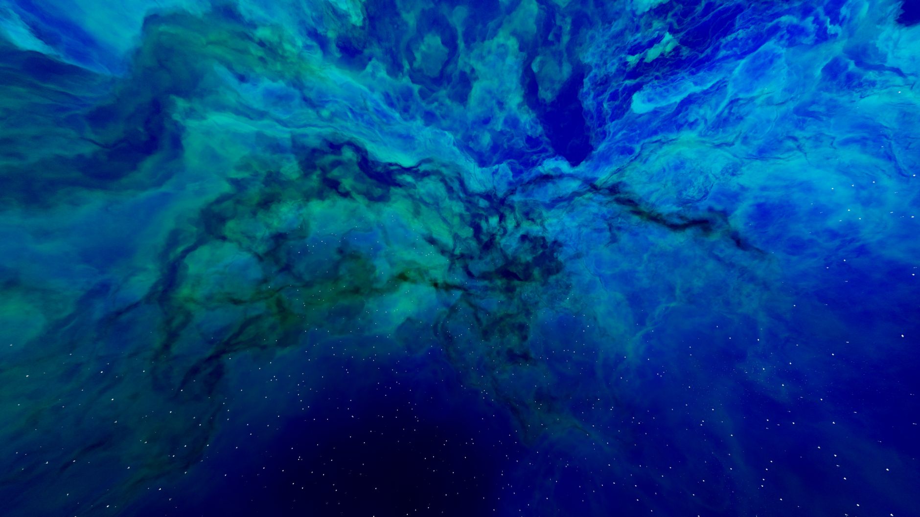 majestic blue and green cosmic nebula